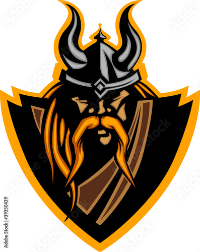 Viking Mascot Vector Graphic with Horned Helmet.Viking Mascot Ve