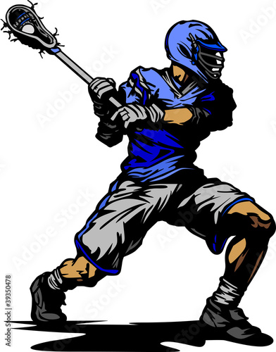Lacrosse Player Cradling Ball Illustration