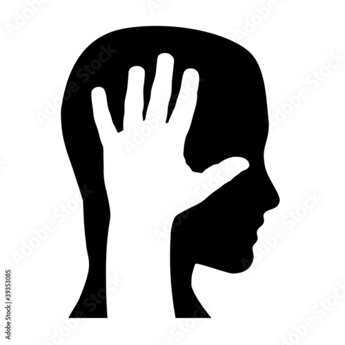 Logo hand on his head # Vector photo