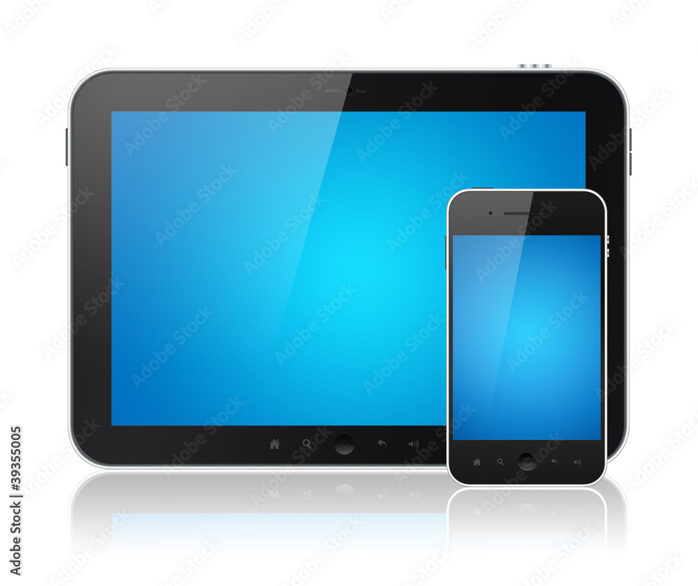 Digital Tablet PC With Mobile Smart Phone Isolated