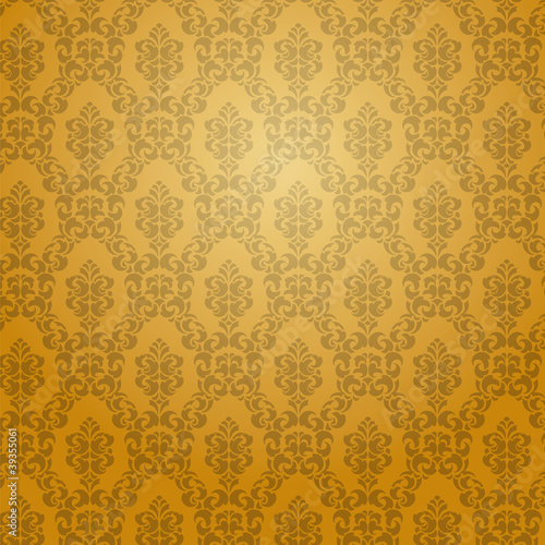 Golden damask wallpaper.