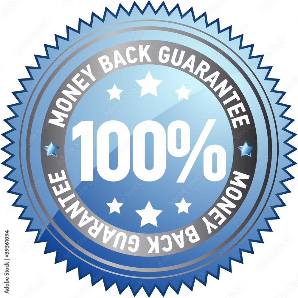 100% mone back guarantee label