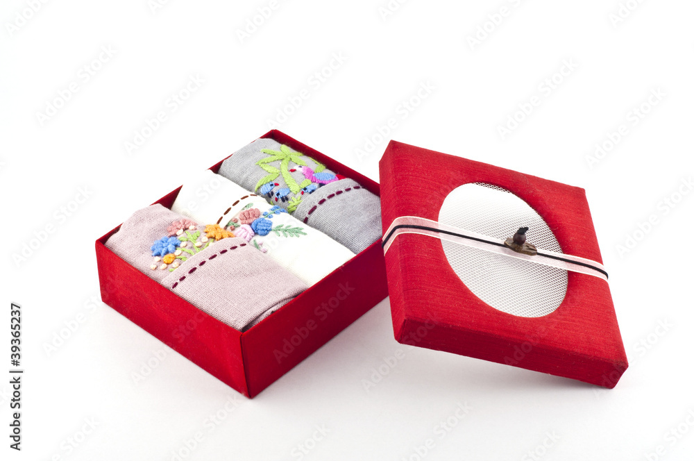 Silk box of handkerchief. Silk box of handkerchief.