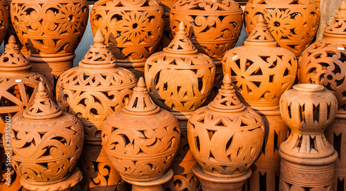 Thai - style terrapotta lamps