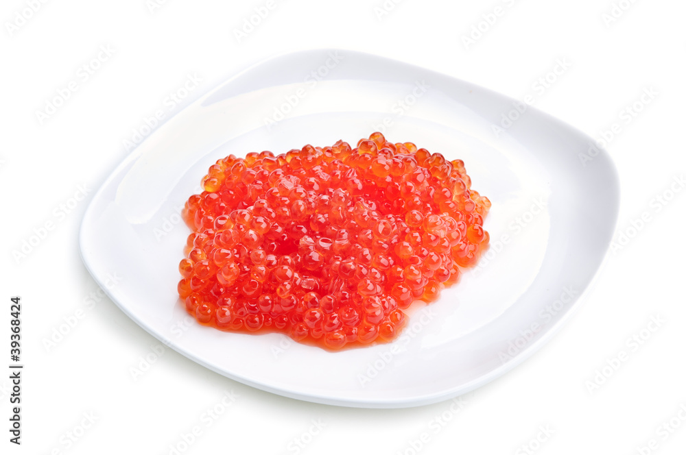 red caviar on dish isolated red caviar on dish isolated
