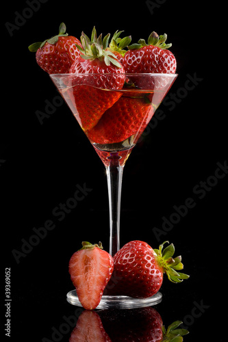 strawberry and glass