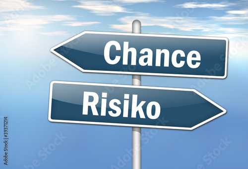 Fotografi Wegweiser Chance vs. Risiko
