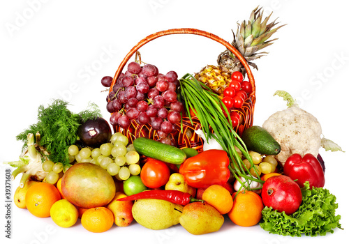 Fruit and vegetable in basket.