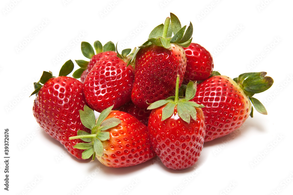 Strawberries isolated on a white studio background. Strawberries isolated on a white studio background.