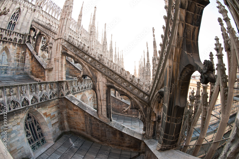 Detail of gothic cathedral. Milan, Italy.