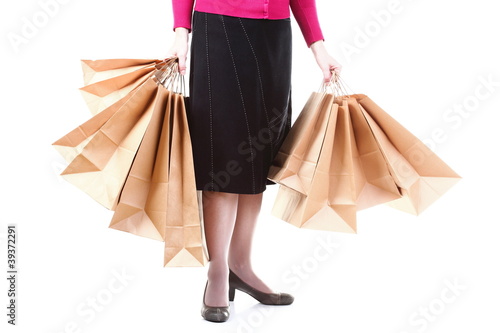 Shopping brown gift bags background