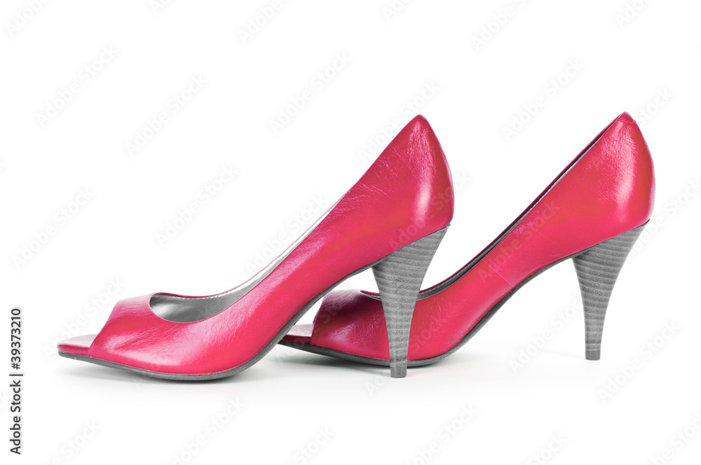 Red female shoes in fashion concept Red female shoes in fashion concept