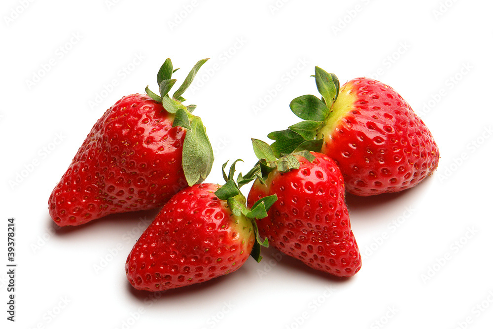 Several isolated strawberries on white background Several isolated strawberries on white background