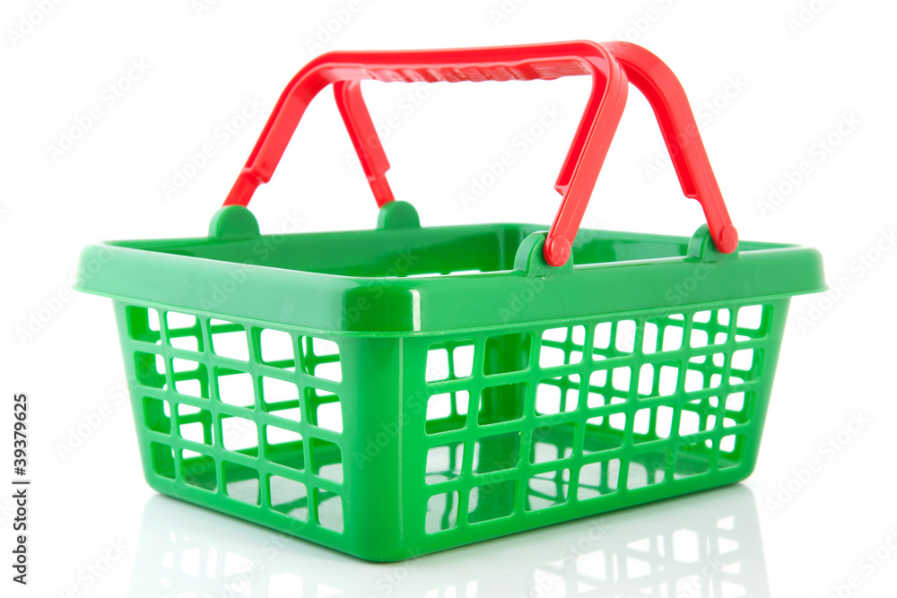 Fototapeta premium Green plastic shopping basket