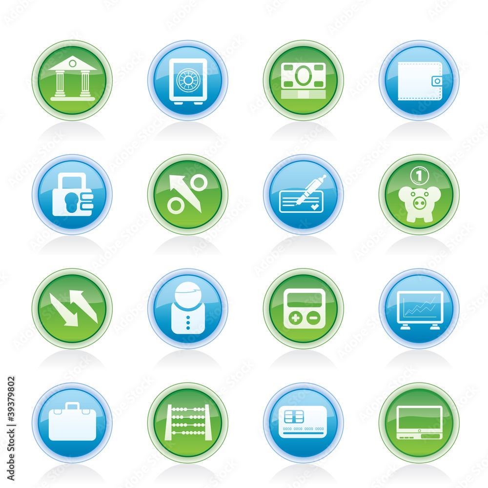 Bank, business and finance icons - vector icon set Bank, business and finance icons - vector icon set