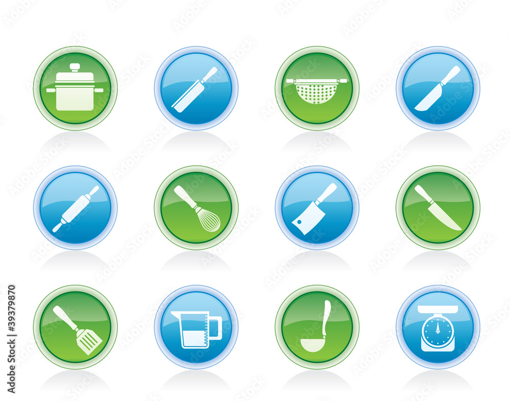 Cooking equipment and tools icons - vector icon set Cooking equipment and tools icons - vector icon set