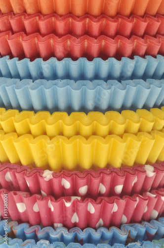 Stack of Vibrant Cupcake Wrappers