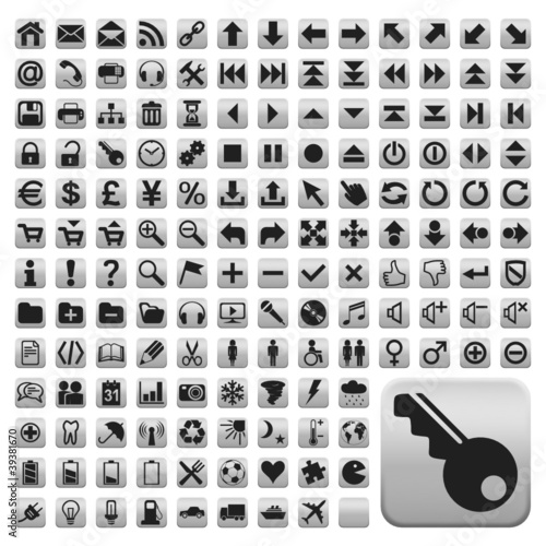 152 Buttons, weiss, flach, grosse Symbole