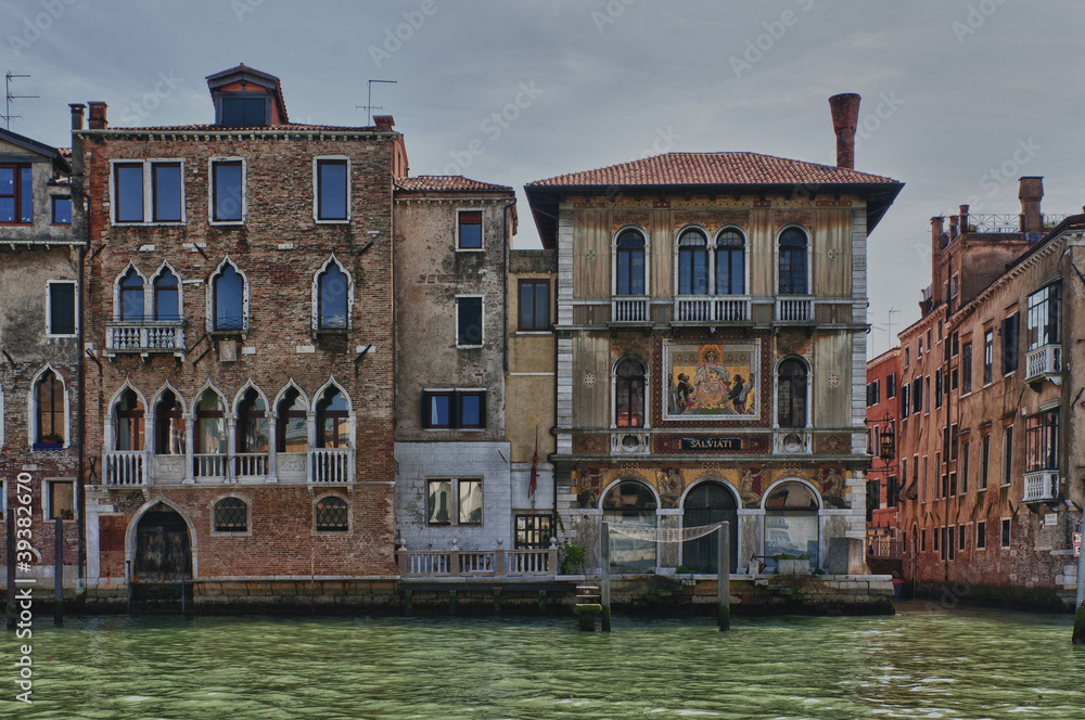 Ancient palaces long the Grand Canal. Photo in HDR