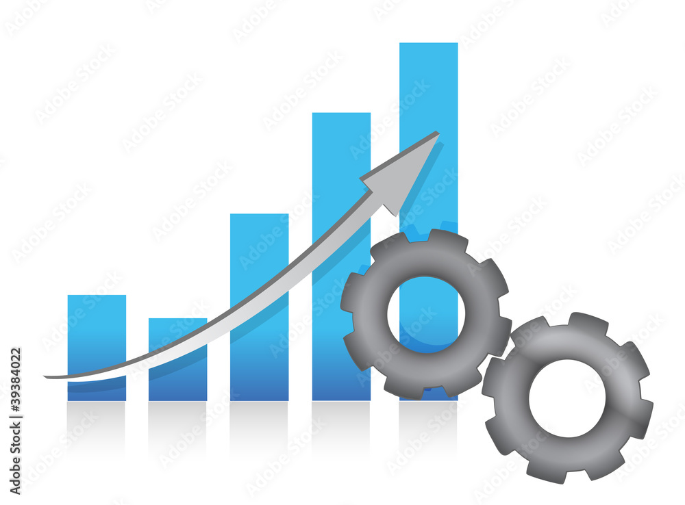 Bar chart production illustration design over white Bar chart production illustration design over white