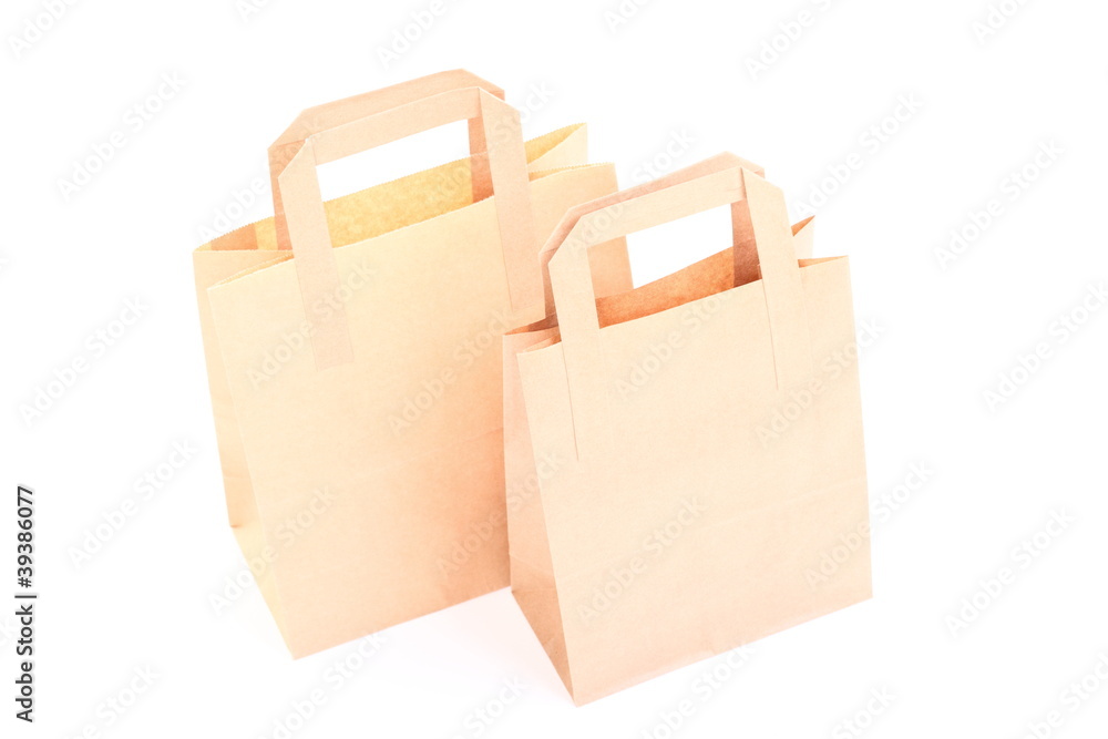Shopping brown gift bags isolated Shopping brown gift bags isolated