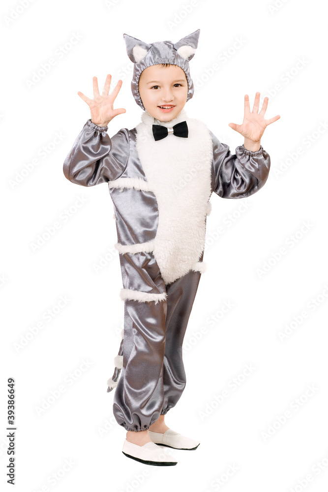 Playful boy dressed as cat Playful boy dressed as cat