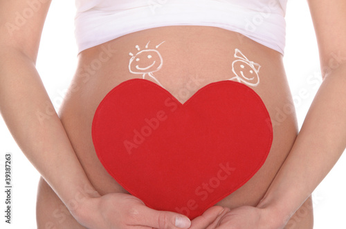 Wallpaper Mural woman's belly with picture of children and heart Torontodigital.ca