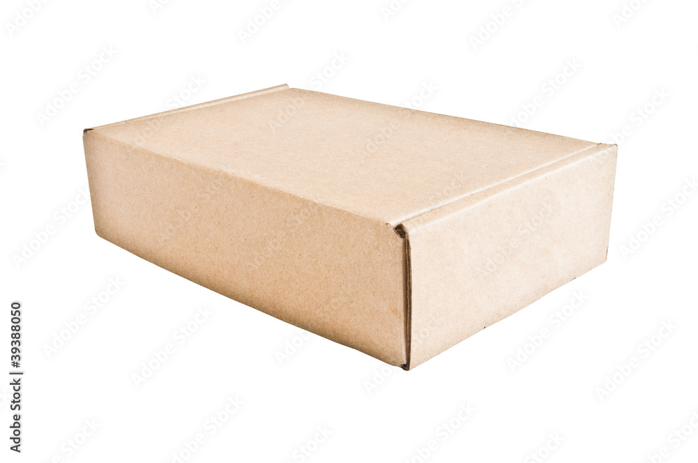 Closed cardboard box isolated on white Closed cardboard box isolated on white
