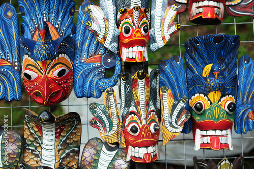 Colored wooden masks