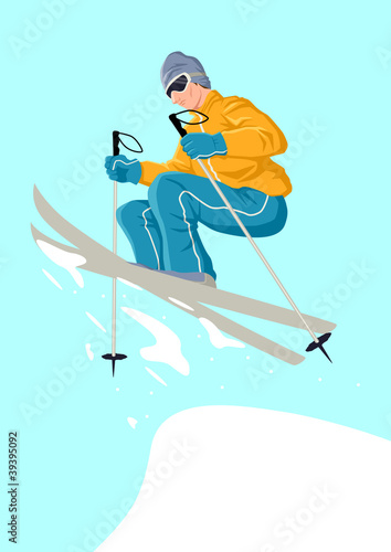 Vector illustration of a skier