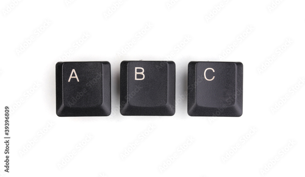 Keyboard keys saying abc isolated on white Keyboard keys saying abc isolated on white