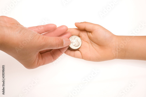 Handing a coin
