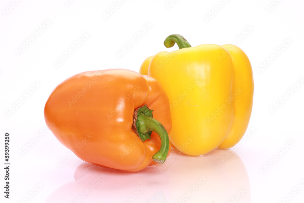 Yellow and orange paprika on Yellow and orange paprika on