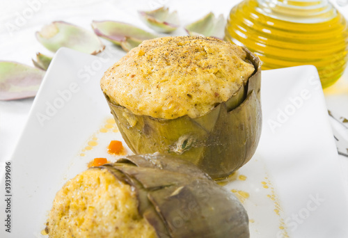 Stuffed artichokes. photo