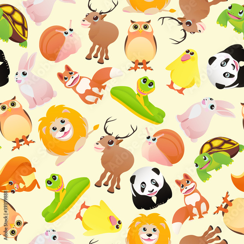 Cartoon animals pattern seamless