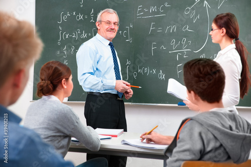 teacher with high school students