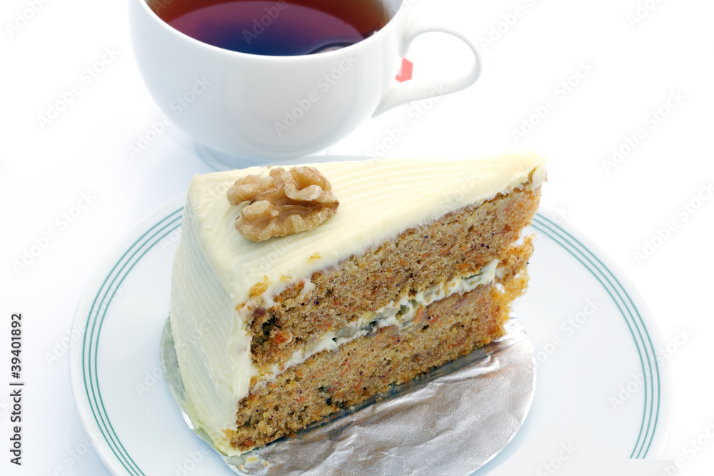 Carrot cheesecake and Hot tea.