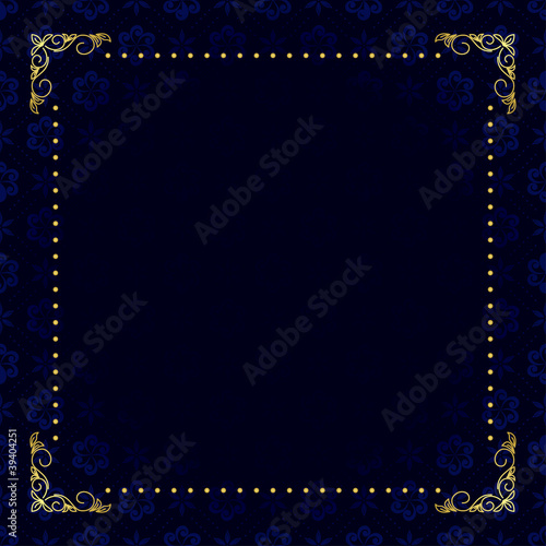 vector dark blue card with gold frame