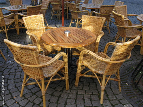 A table and four chairs of a terrace