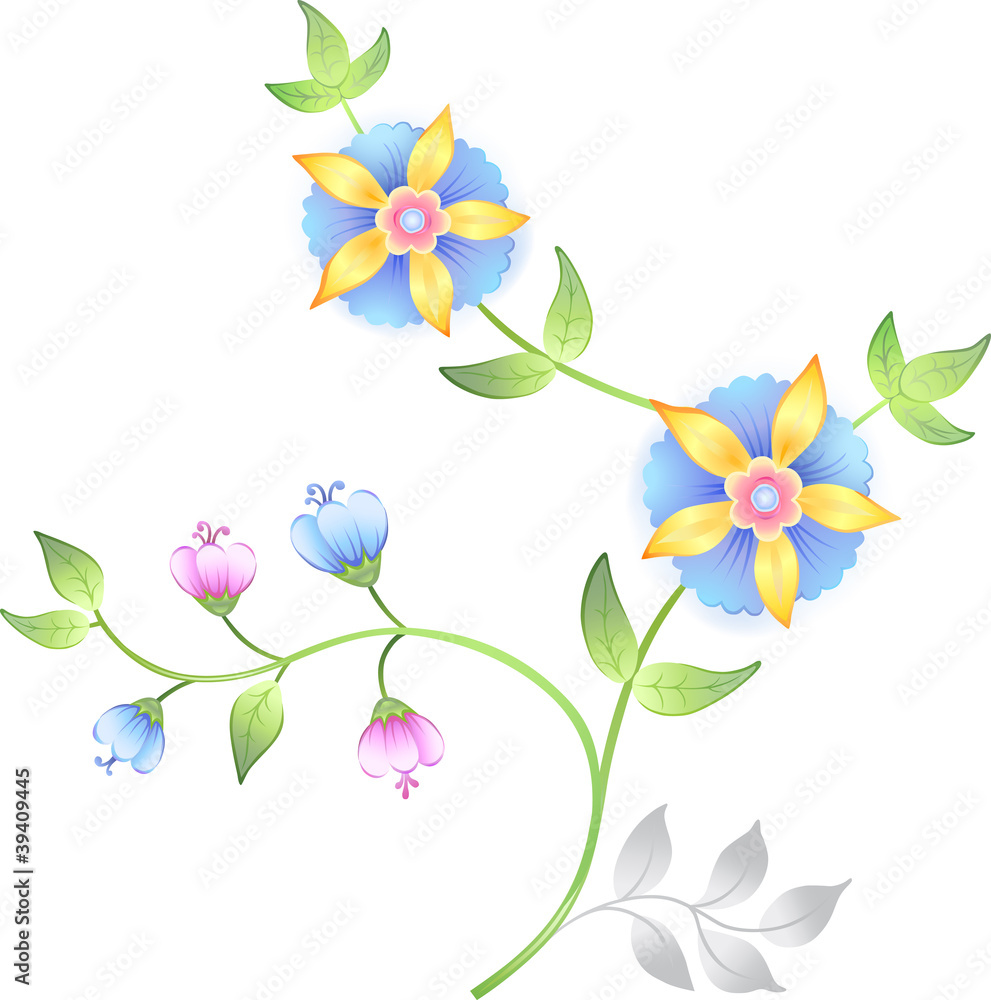 Decor floral elements set