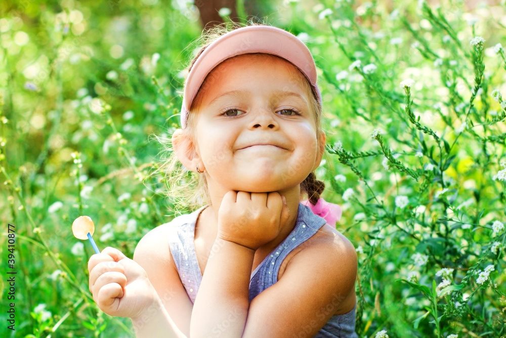 Beautiful Happy Little Girl outdoor with emotions Beautiful Happy Little Girl outdoor with emotions
