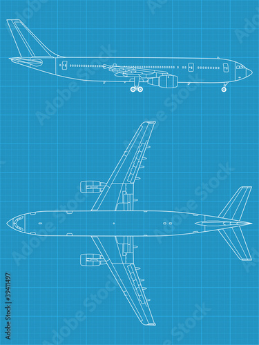 high detailed vector illustration of modern civil airplane