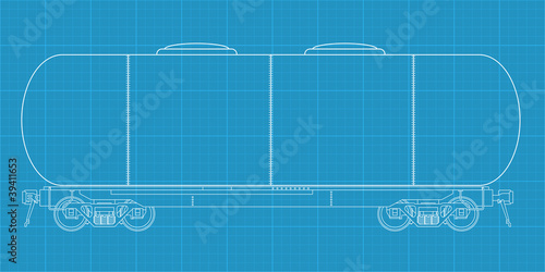 High detailed vector illustration of a railroad fuel tank vagon