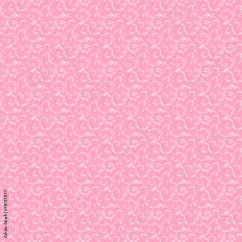 Soft White Swirls on Pink Woven Fabric