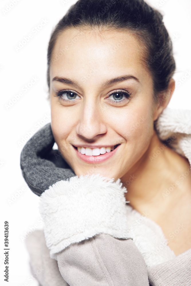 portrait of beautiful girl on white background portrait of beautiful girl on white background