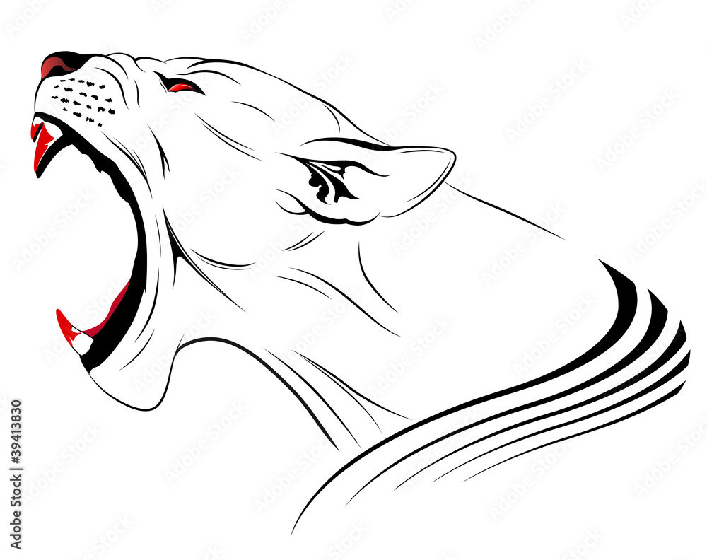 Obraz premium Vector lioness represented in the form of a tattoo