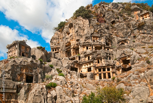 Lycian rock-cut tombs in Myra, Turkey