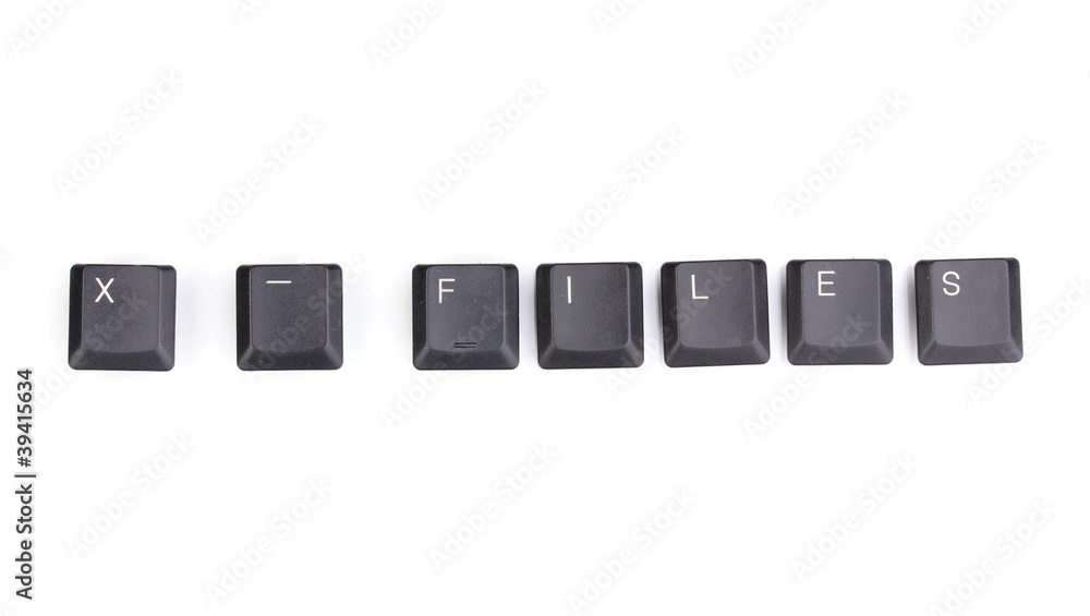 Keyboard keys saying x-files isolated on white Keyboard keys saying x-files isolated on white