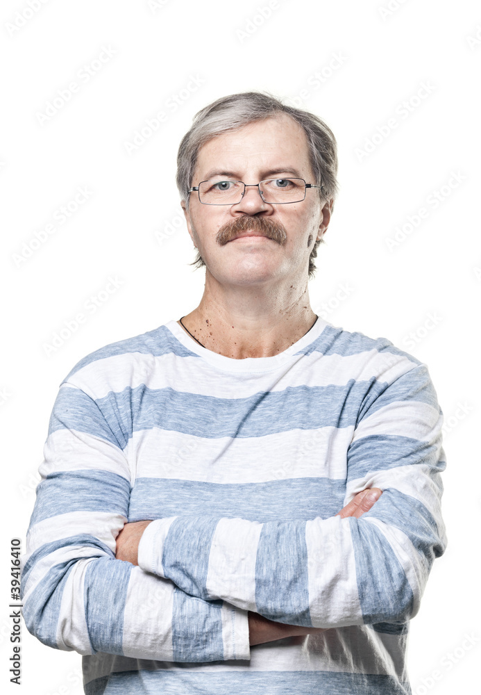 mature caucasian man in glasses isolated on white background mature caucasian man in glasses isolated on white background