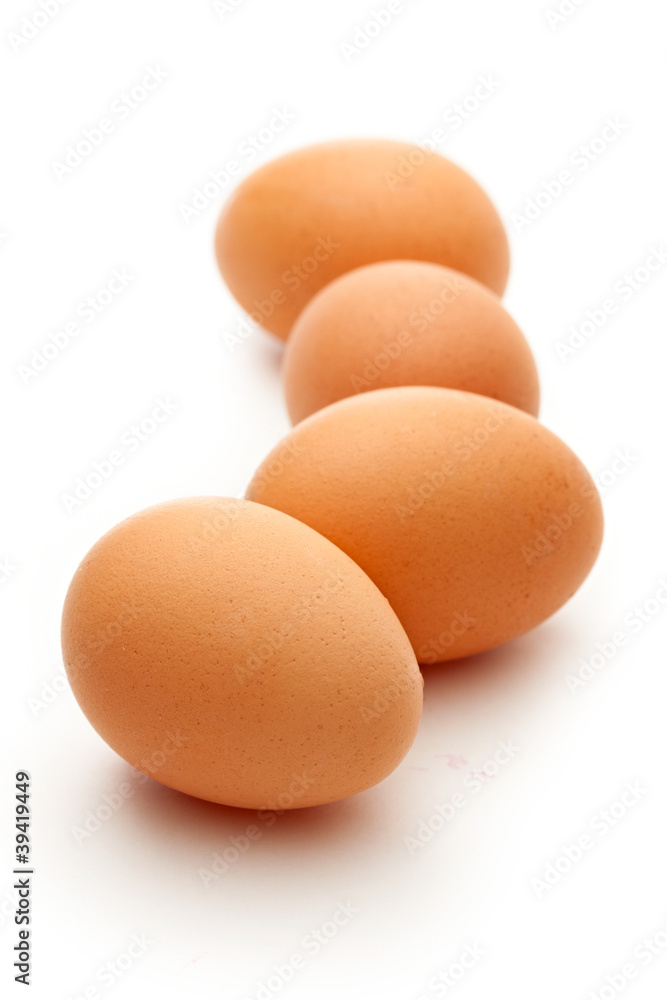 Eggs on the white background